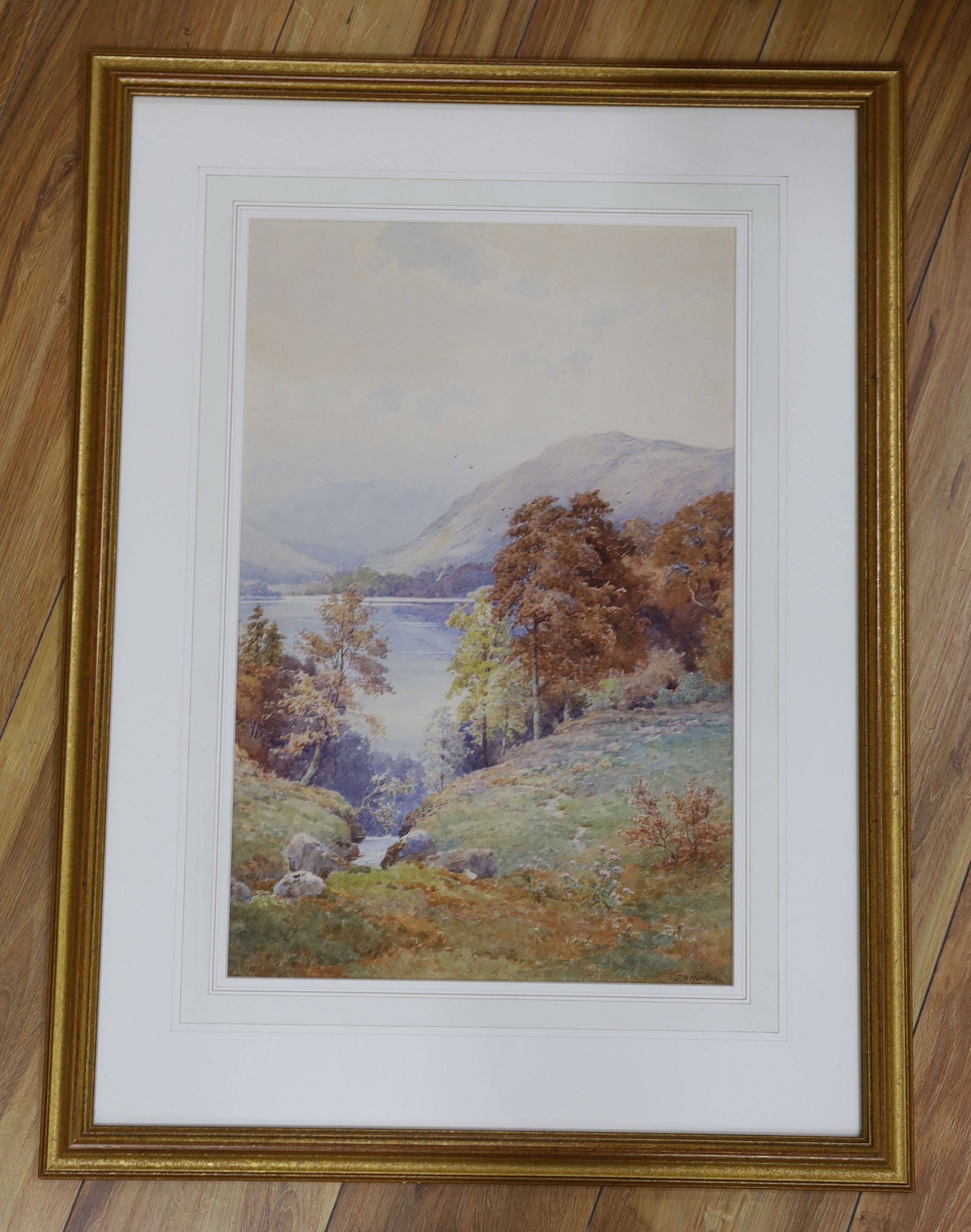 Elliott Henry Marten (fl.1886-1910), watercolour, A Glimpse of Ullswater, signed, 51 x 33cm